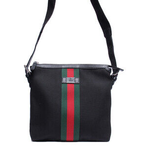 Gucci GG Web Messenger Crossbody Bag Black